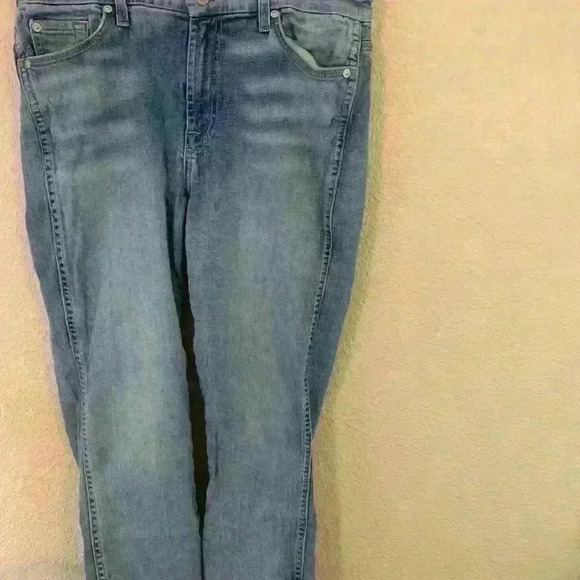 7 For All Man Kind Ankle Straight Jean Sz 31 high rise casual y2k medium wash - Picture 1 of 8